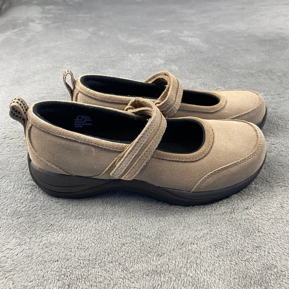 L.L. Bean Shoes - L.L. Bean Mary Jane Shoes Womens 8 Tan Suede Hook Loop 278614 Comfort Trail